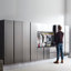 Armoire de garage de la série Metallic Grey - fixation murale, fermeture en douceur, espace de rangement très profond, preuve de l'eau et de la chaleur, égratignure, panneau E0, plus épais, élégant, fermeture pratique en bois, qualité 2X