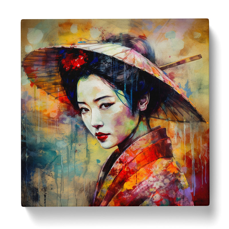 Geisha Post-Impressionism No.3 - No Frame Print, 50cm H x 50cm W x 3cm D