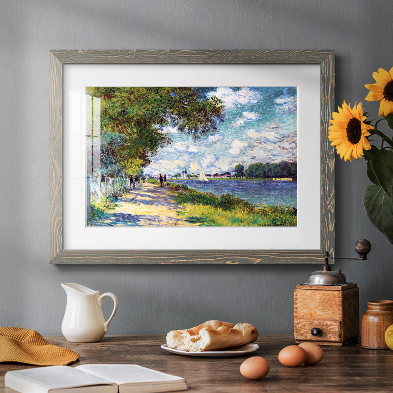 La seine à Argenteuil, 1875 - reproduction d'un seul cadre, Gris, H 18 po x l 26 po x P 1,5 po