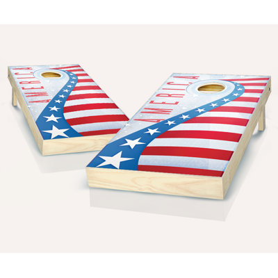 2' x 4' United States Shooting Star Solid Wood Cornhole Set with Bags