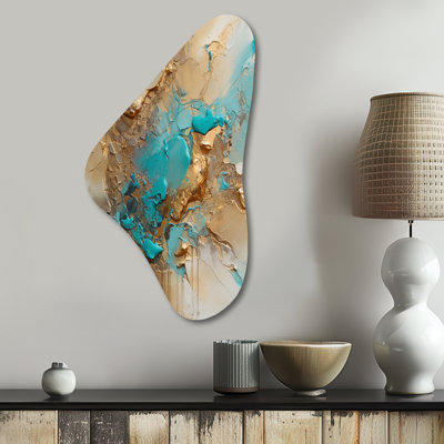 Millen - Abstract Marble Boomerang Shape Asymmetric Metal Wall Art