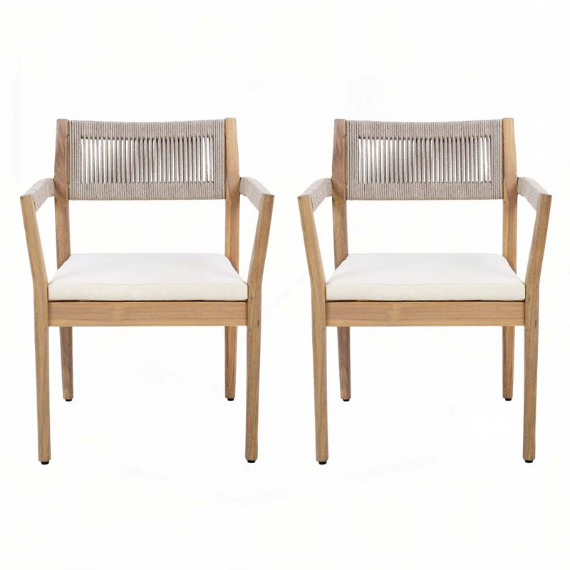 Chaises de salle à manger d'extérieur en bois d'acacia, Marine