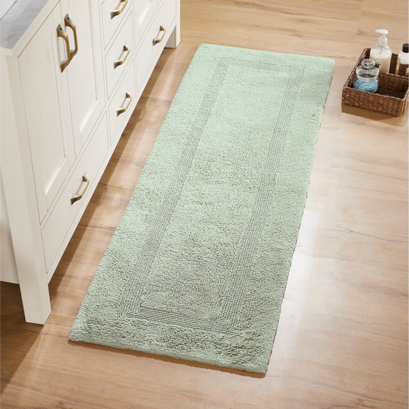 Rozanne Reversible Cotton Bath Rug, Dark Sage, 20" x 60" Runner
