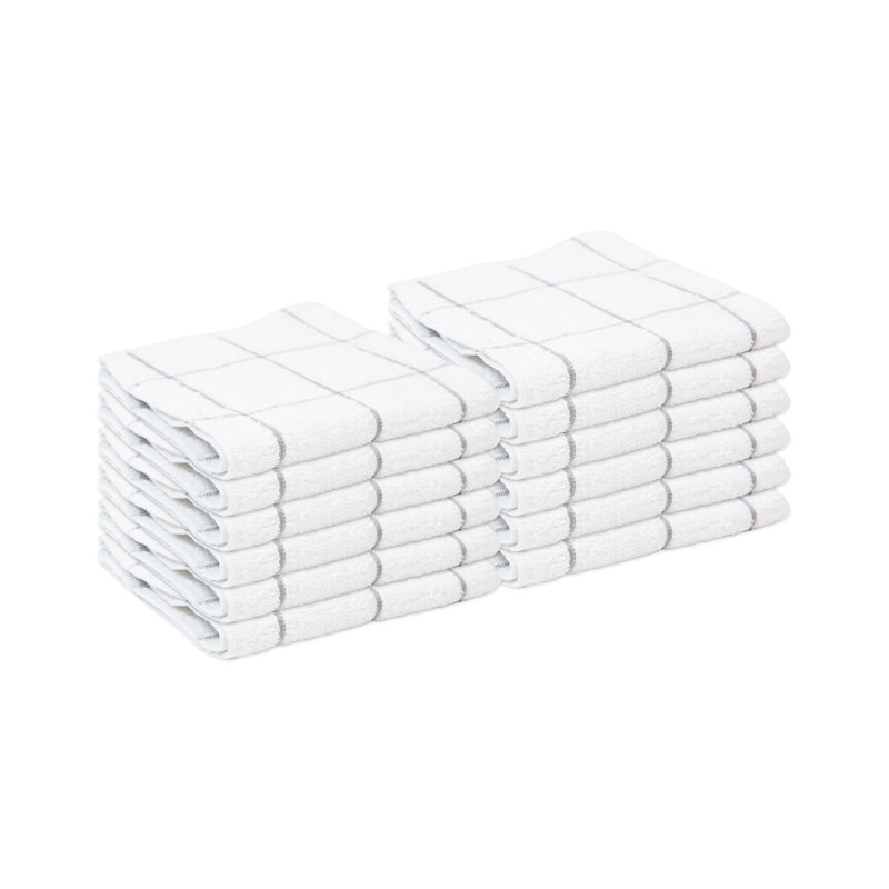 Torchon 100% coton 12 x 12 (paquet de 12) Cook's Linen, Gris