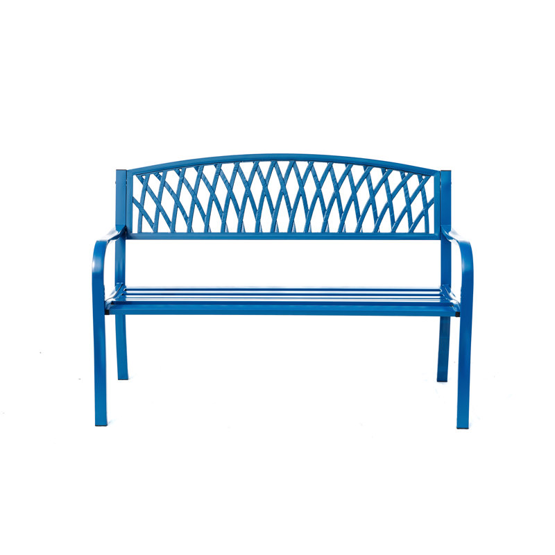 Banc de jardin en acier et fonte pour la sérénité extérieure, Bleu