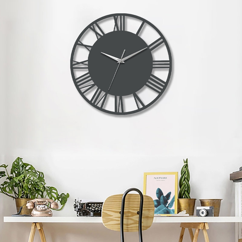 Spataro Solid + Manufactured Wood Wall Clock, Grey