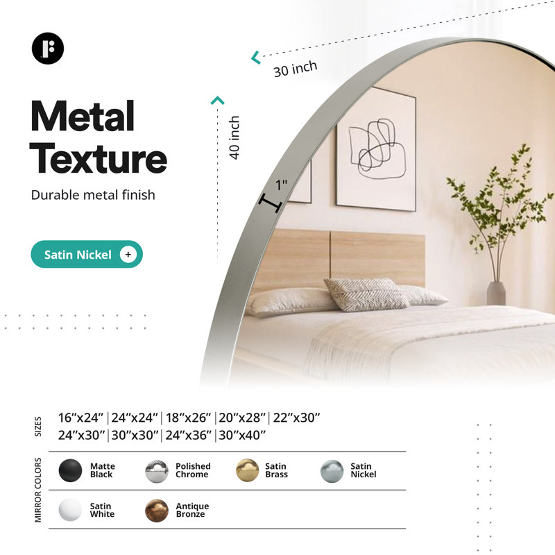 Miroir mural FINE FIXTURES, Satin Nickel