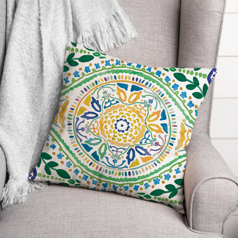 Housse et insert de coussin extérieur d'extérieur, Jaune, Floral 1