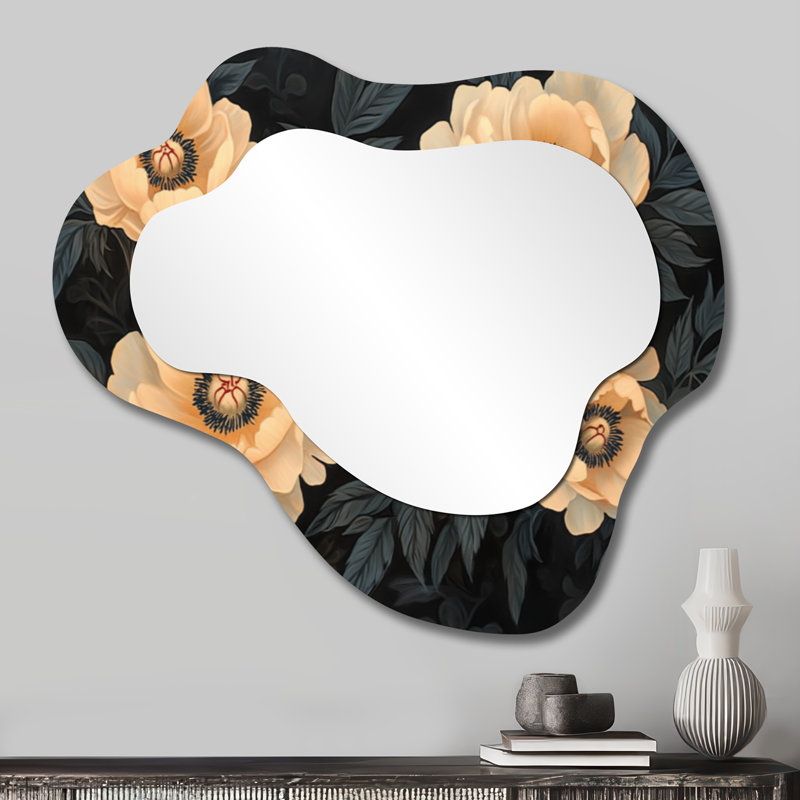 Miroir de meuble-lavabo traditionnel noir et beige, 25 po x 28 po