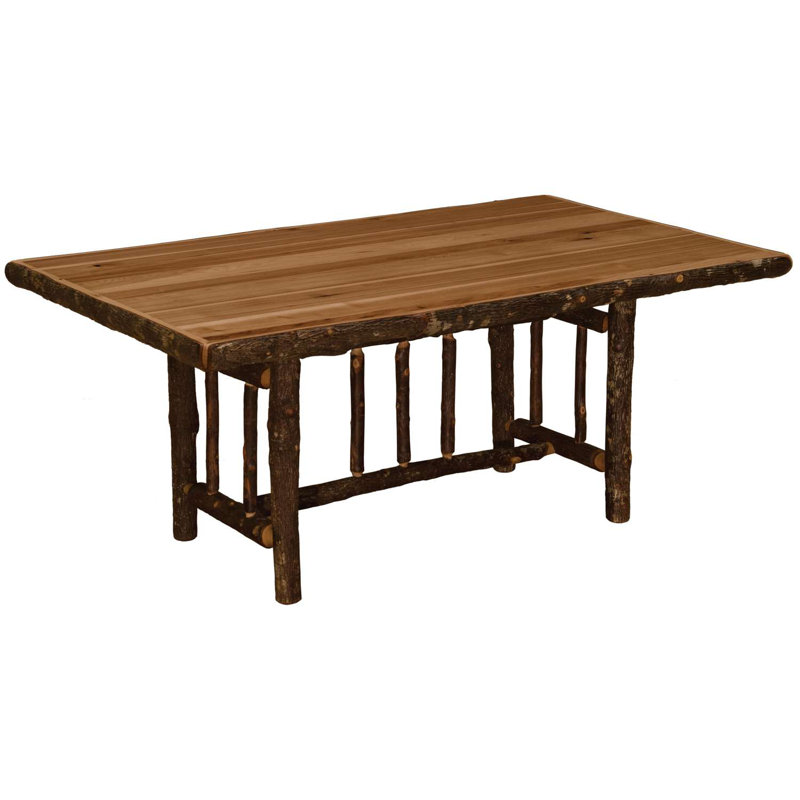 Table de salle à manger rectangulaire Fireside Lodge Hickory Log - 5 pieds - Cognac - Standard, Érable rustique avec standard