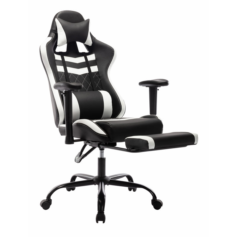 Inbox Zero Gustava Adjustable Reclining Ergonomic Faux Leather Swiveling PC & Racing Game Chair with Footrest