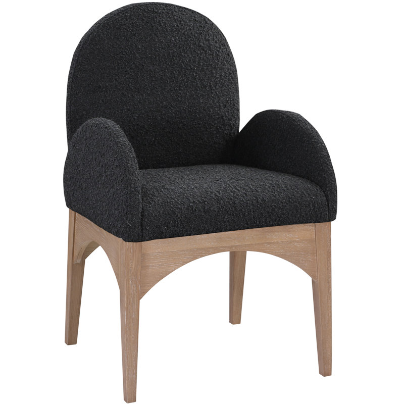 Kezer 19.75'' H Upholstered Armchair, Natural, Black Boucle Fabric