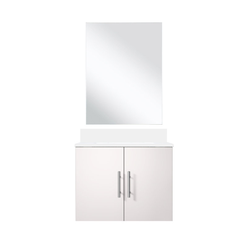 24 po L x P 22 po, meuble-lavabo simple blanc brillant, comptoir en marbre de culture, 18 miroirs, bois Space Solution, P 24 po 22 po, comptoir, style moderne inclus