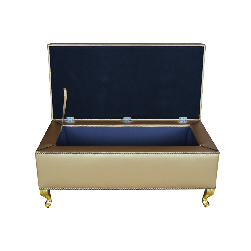 Baroque Faux Leather Upholstered Storage Bench