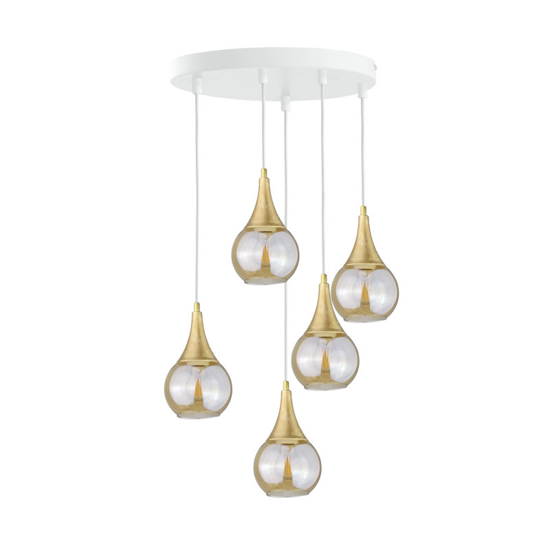 Creekmore 5 - Light Cluster Pendant, White/Gold, Gold