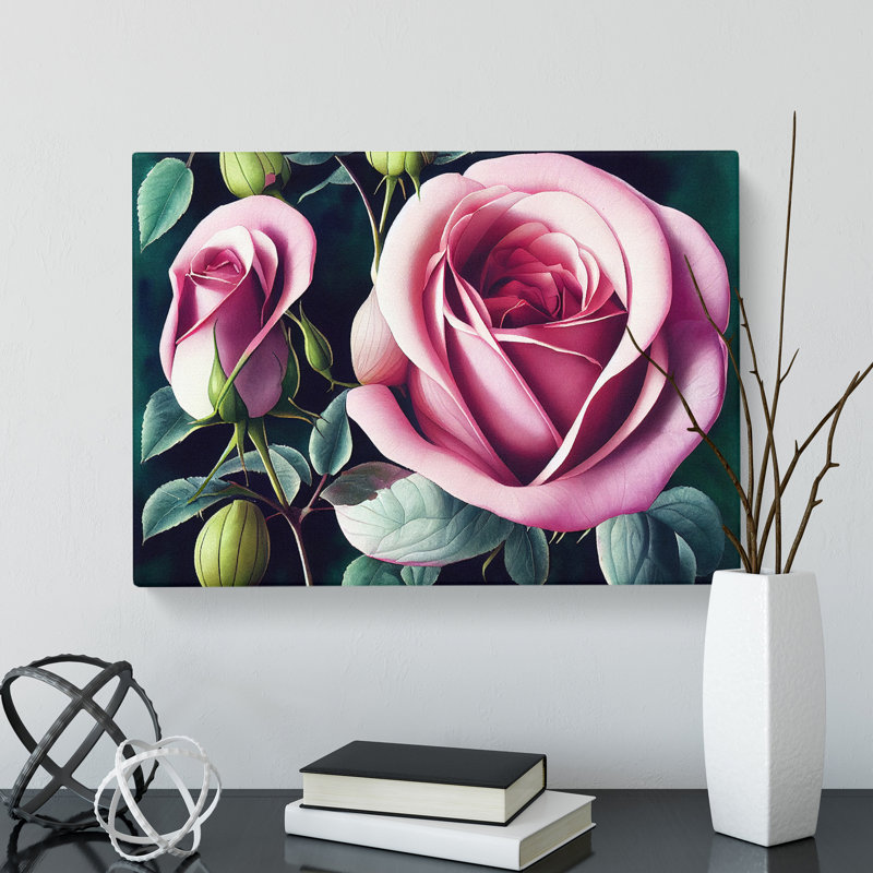 Grand Rose Flowers - Wrapped Canvas, 35cm H x 50cm W x 3cm D