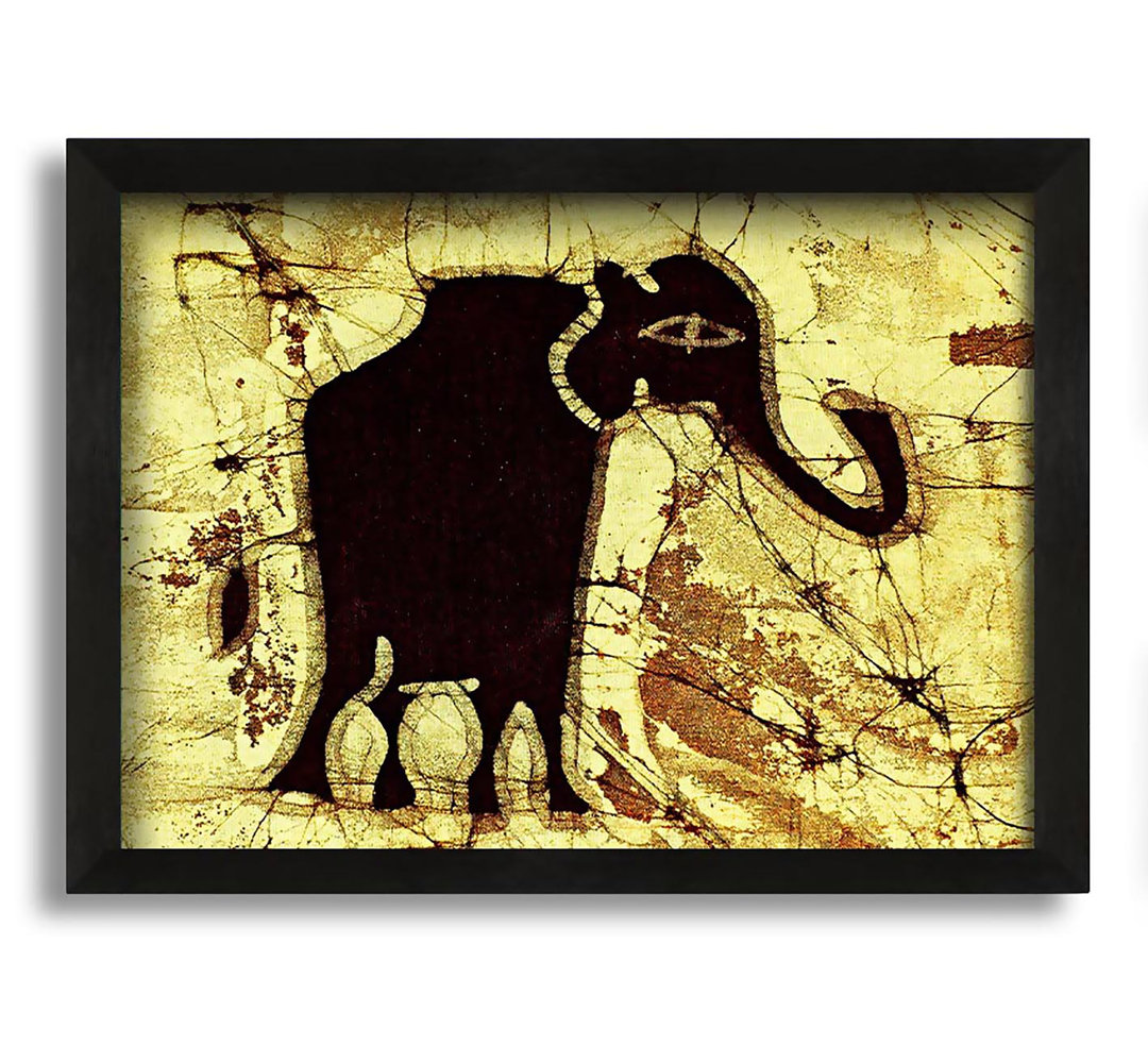 Gerahmtes Leinwandbild Tribal Elephant Brown