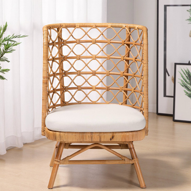Chaise d'appoint bohémienne en rotin naturel miel