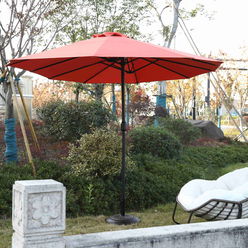 Parasol extérieur double à double face avec manivelle (sans base), Orange