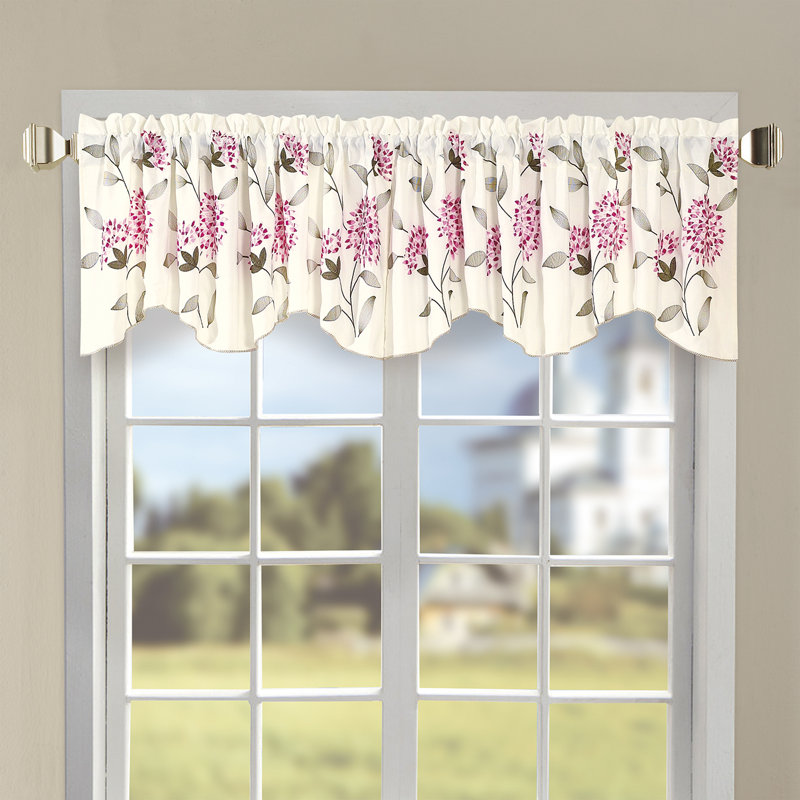 Floral Scalloped Window Valance, Burgundy