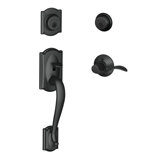 Handleset with Double Cylinder Deadbolt and Door Lever and Rosette