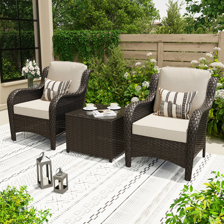 Wicker/Rattan 2 - Person Seating Group With Cushions