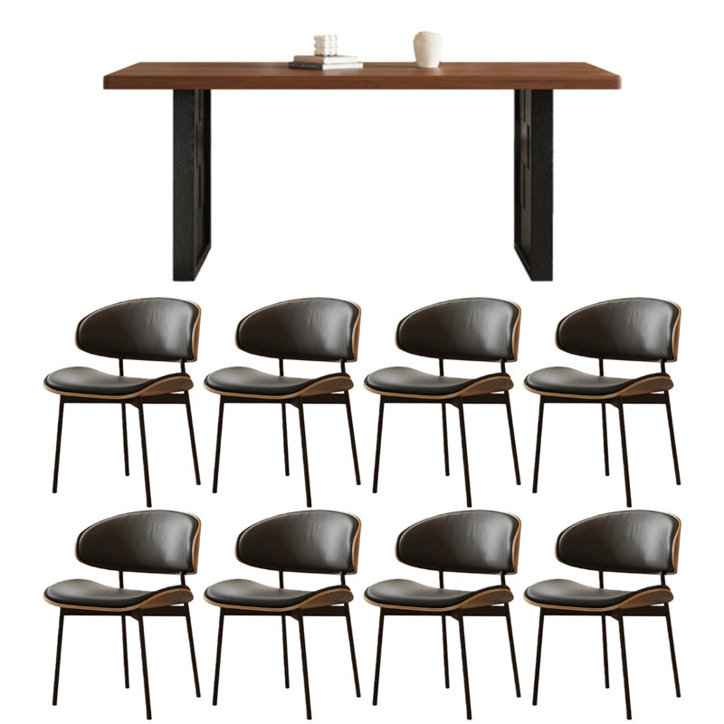 Mease, H 29,53 po x l 70,87 po x P 35,43 po, 9 pièces : table, 8 chaises, Brun