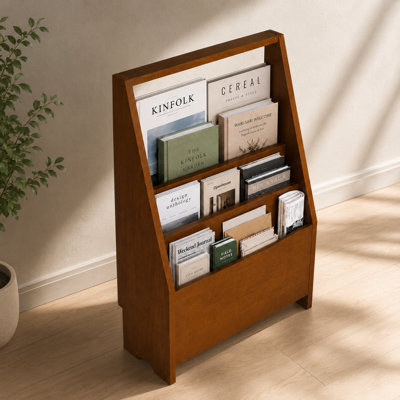 Porte-revues sur pied en bois massif Lurva