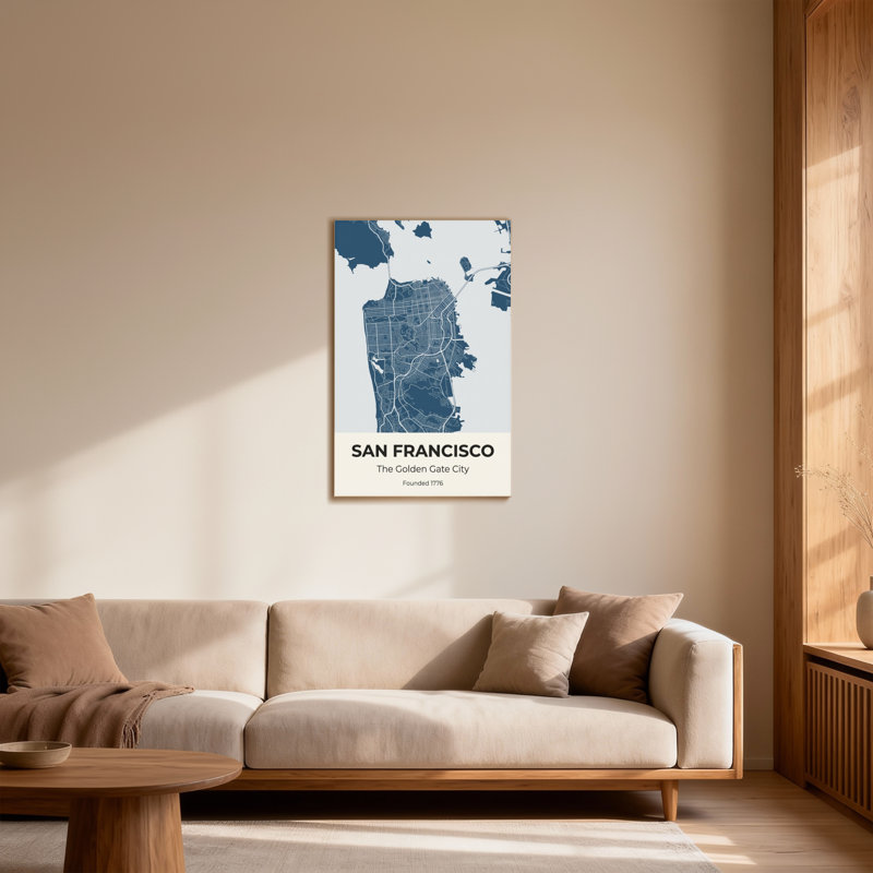 «Scenic & Cityscapes San Francisco City Map Print Design», H 18 po x l 12 po