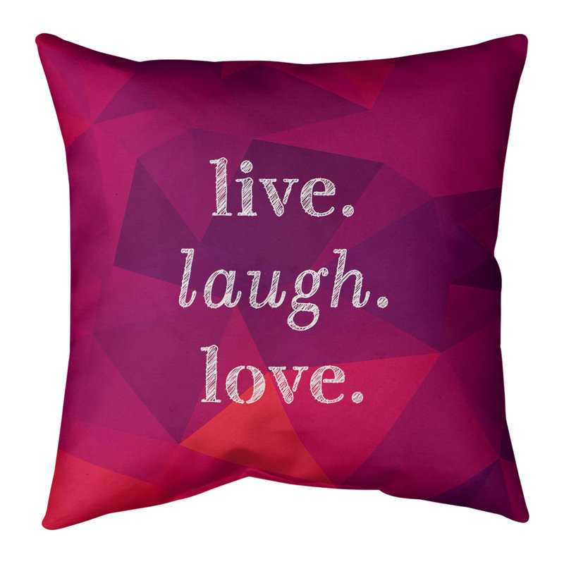 Housse de coussin en lin Faux Gemstone Live Laugh Love, 18 po x 18 po, Rubellite