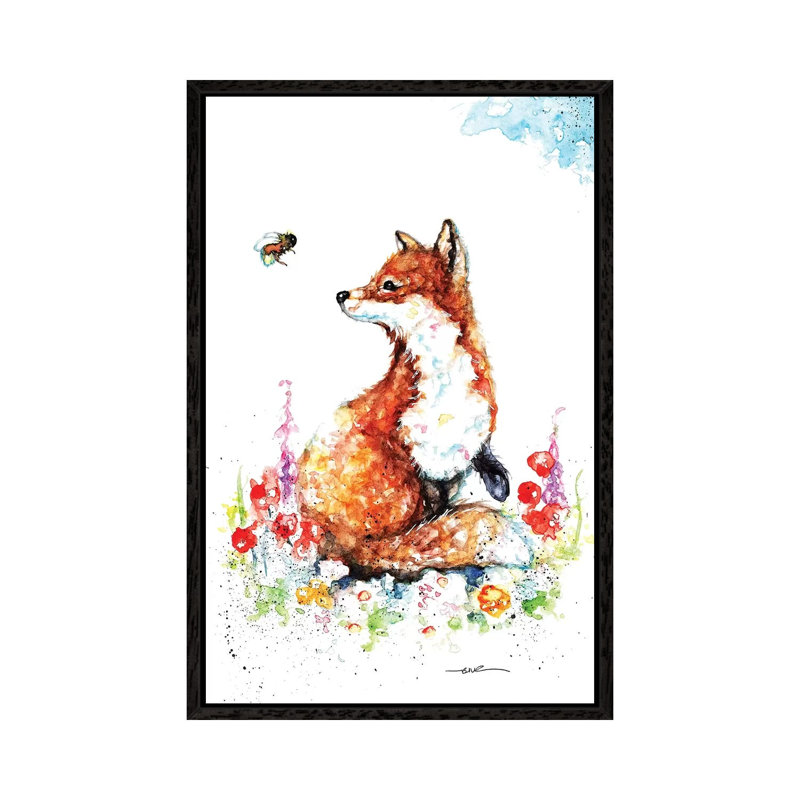 Summer Fox by BebesArts - Painting on Canvas, Black Framed, 66.04 cm H x 45.72 cm W