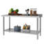 Table de préparation en acier inoxydable avec tablette réglable et dosseret pour poste de travail de cuisine-107665592