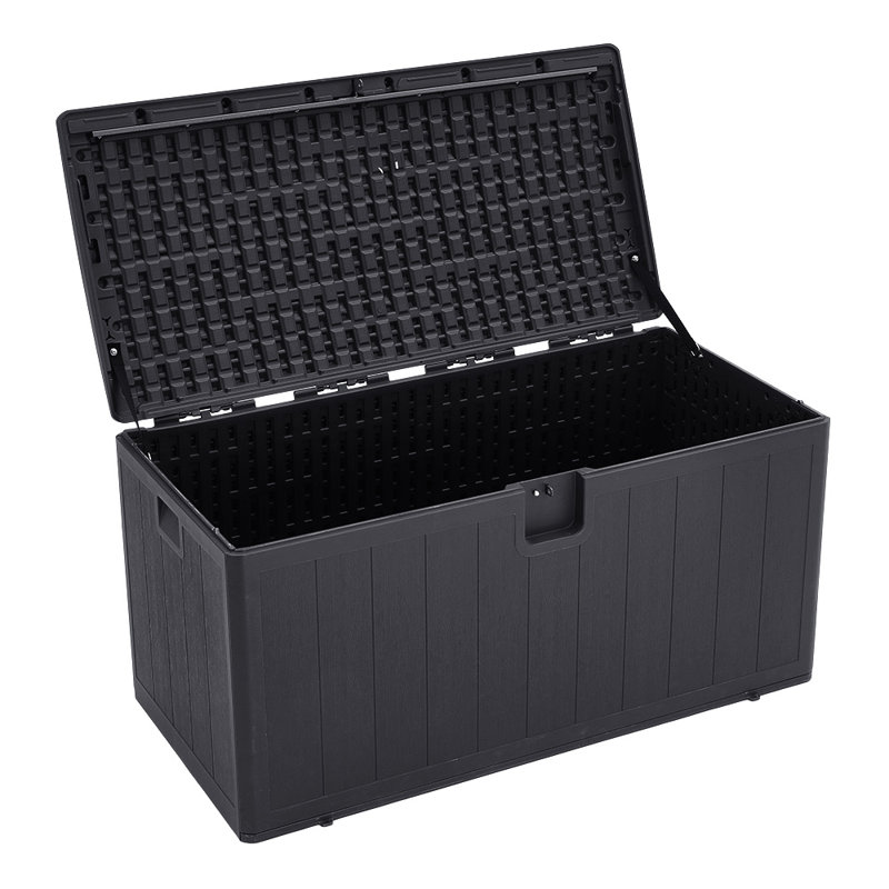 17 Stories Marycatherine 127cm W 105L Water Resistant Plastic Lockable Deck Box, Black