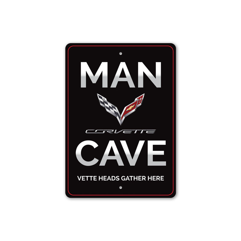 Enseigne Corvette Man Cave, H 18 po x l 12 po x P 0,06 po