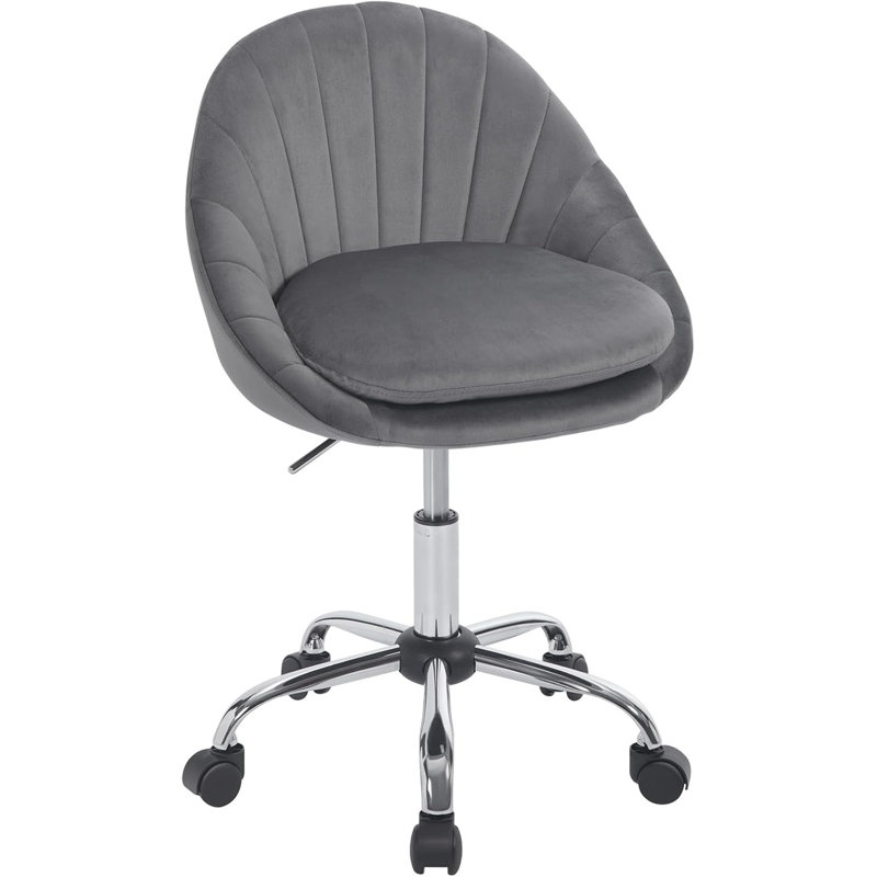 Metro Lane Chartrand Velvet Office Chair, Grey