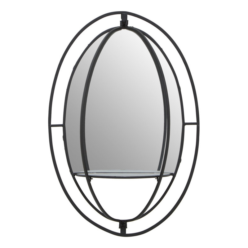 Alfons Metal Oval Mirror, Black