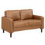 Canapé 2 pièces contemporain en similicuir brun avec coussins de dossier et d'assise fixes, rembourrage en mousse moderne sur ressorts ensachés