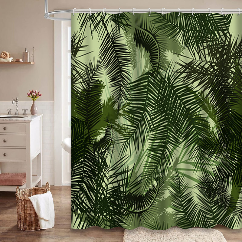 Rideau de douche Futuristic Palm Trees Jungle Tropical avec 12 crochets, L 72 po x l 72 po