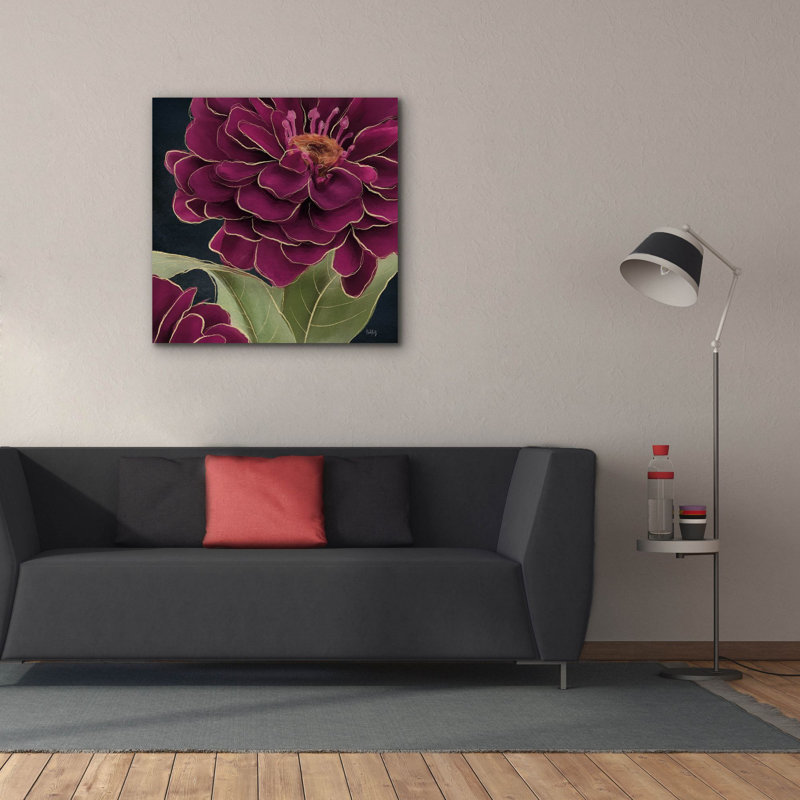  «Bourgogne floral 1» par Heidi Kuntz, art mural sur toile, 37 po x 37 po, H 37 po x l 37 po