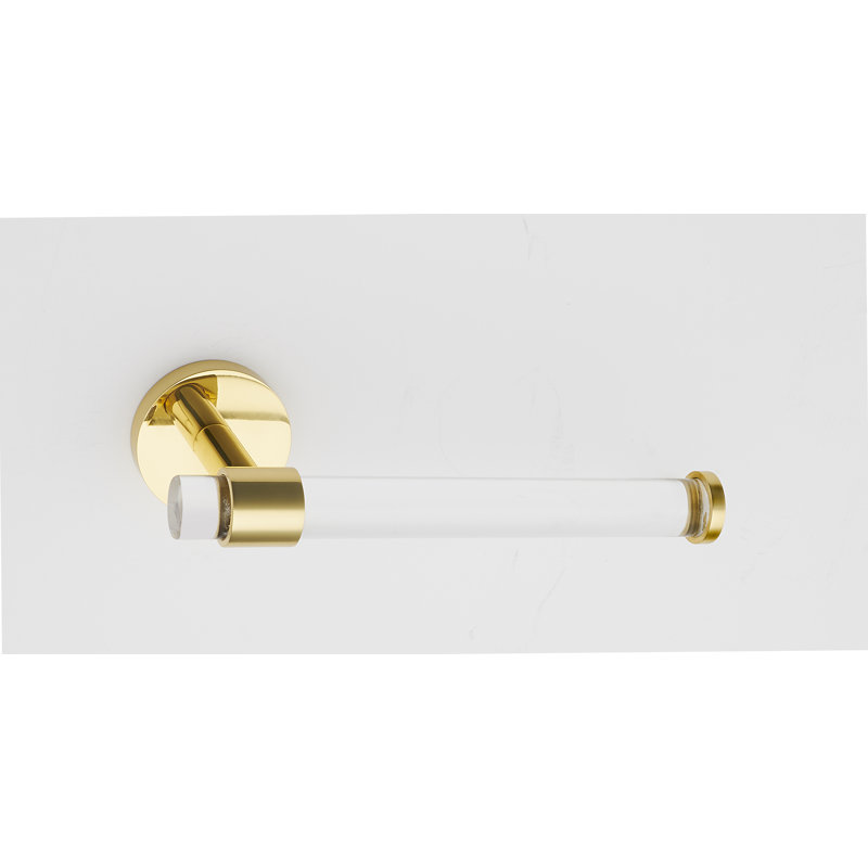 Acrylic Bath Wall Mount Toilet Paper Holder, Polished Brass