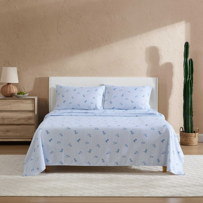 Wrangler Printed Cozy Novelty Sheet Sets, Twin Sheet Set with 1 Pillowcase, Blue Striped