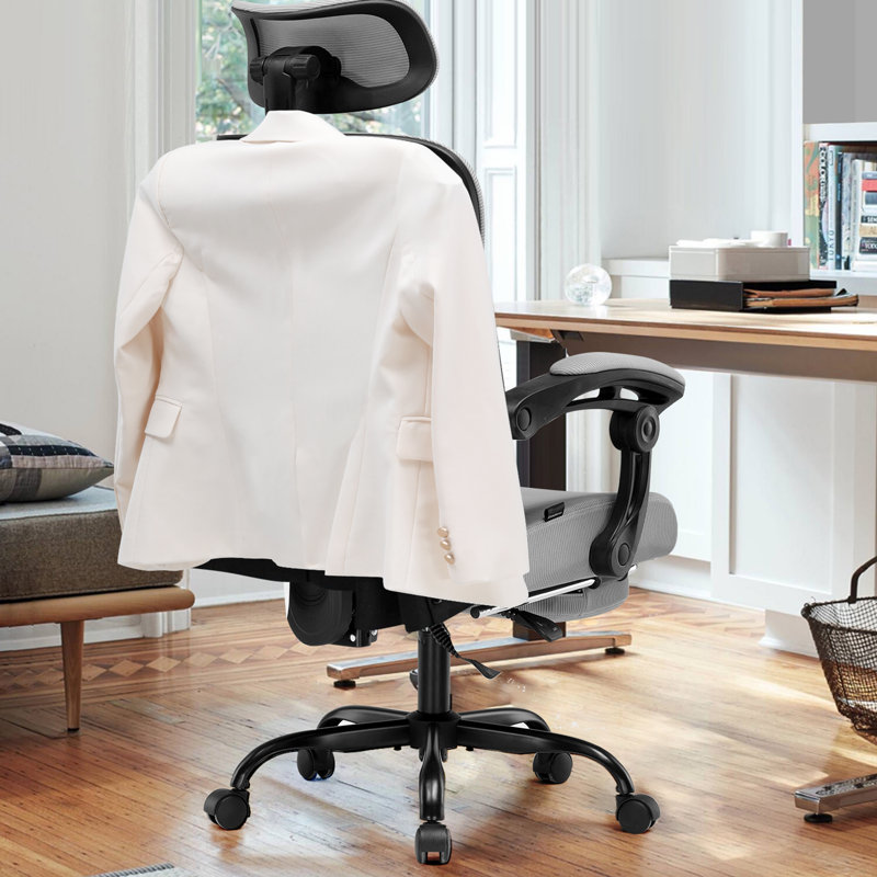 Hermann High Back Ergonomic Computer Chair 3D Adjustable Lumbar Support Comfy Breathable Reclining Mesh Hermann 3D Agjustable Headrest With Footrest Upgraded Linkage Armrest