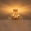 4 - Light Bead Clear Crystal Drop Candle Semi Flush Mount