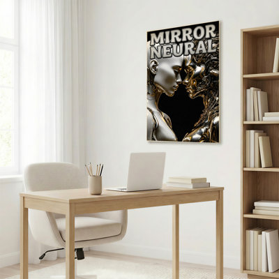 Mirror Neural Futuristic Cyberpunk Art Canvas Wrapped Wall Art Oil Painting Print Set Of 1