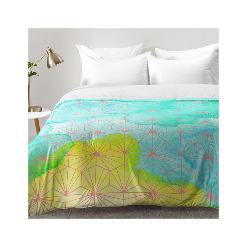 Ensemble d'édredon géométrique été, Édredon pour lit simple TG + 1 taie décorative