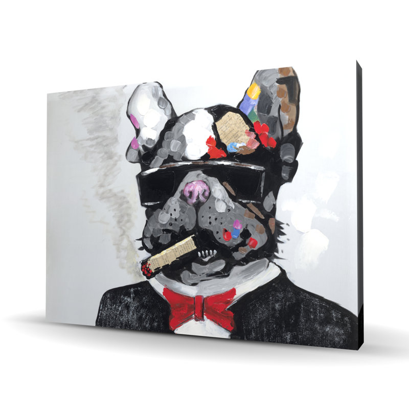 Bulldog fumant un bandit - Toile pour un décor élégant