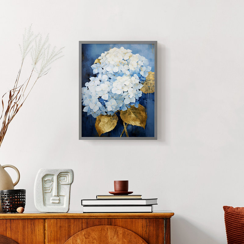 FLORAL Series XCVI - reproduction encadrée de qualité supérieure - prête à être accrochée - aucun clou requis, Noir