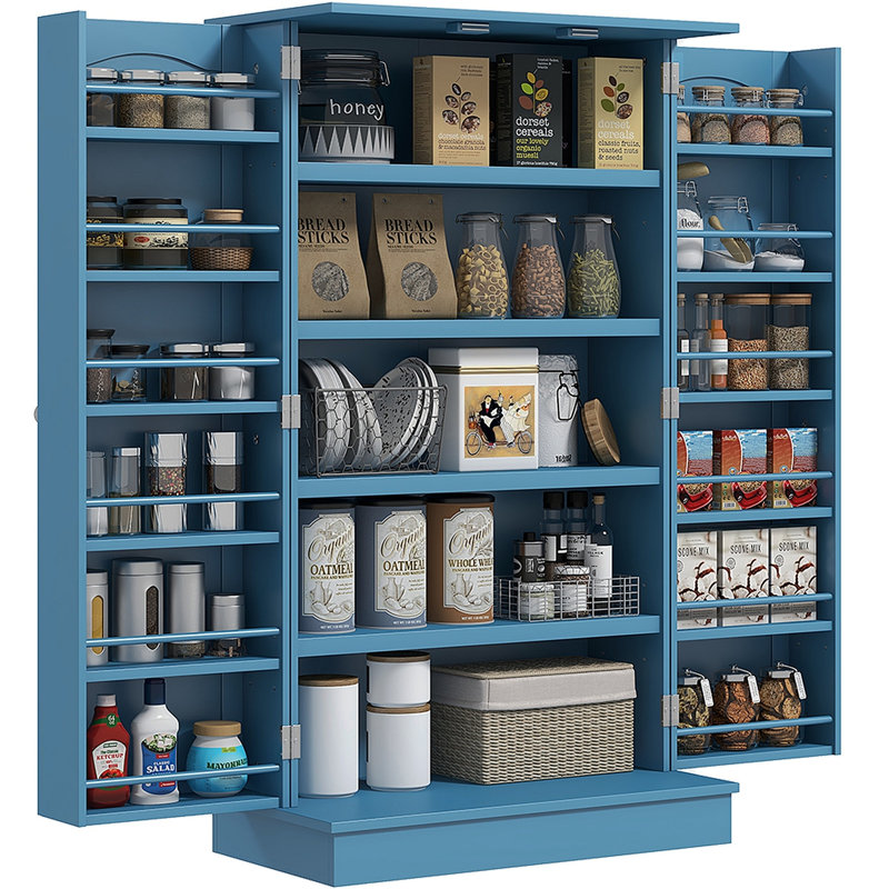 Versatile Kitchen Pantry Storage Cabinet For Organized And Stylish Home Storage, Blue