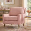 Canapé et repose-pieds 1 place en chenille rose avec accoudoirs à volants amovibles