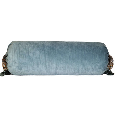 Velvet Bolster Turquoise Throw Pillow
